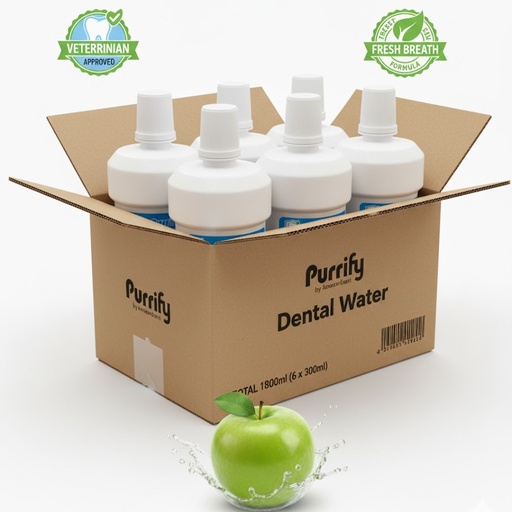 Purrify Dental Water – Green Apple Flavour 1.8L (6 x 300ml )